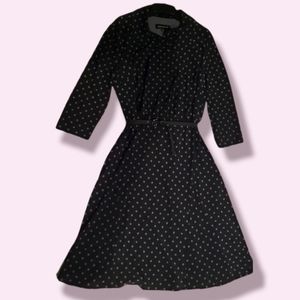 Jones New York black dress with gray polka-dot